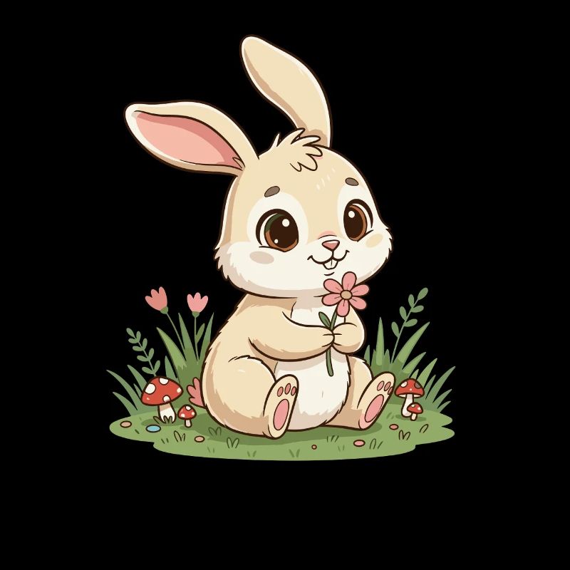 Lapin câlin avec une fleur