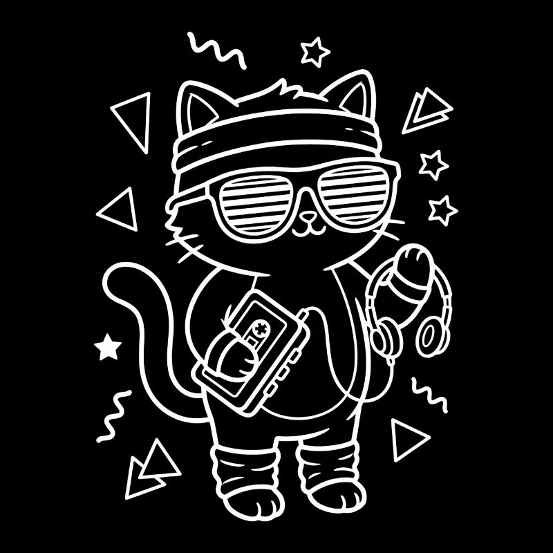 80s Retro Nostalgia Kawaii Cat