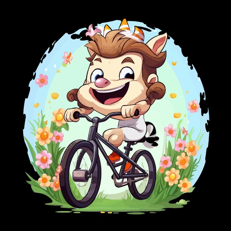 Cheerful animal lover on bicycle