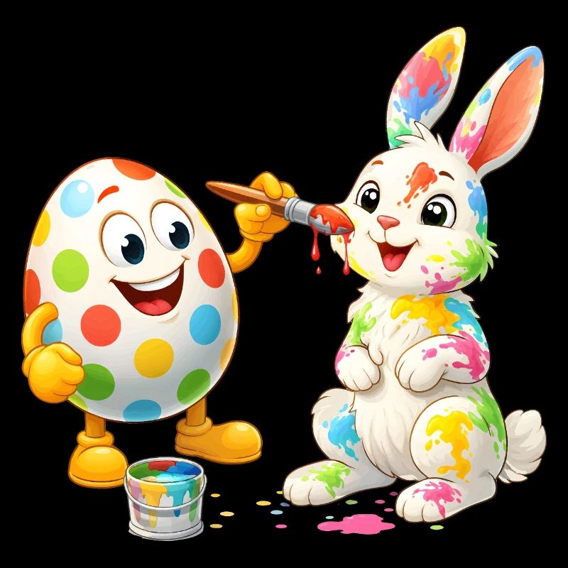 Œuf de Pâques drôle peint Joyeux lapin de Pâques