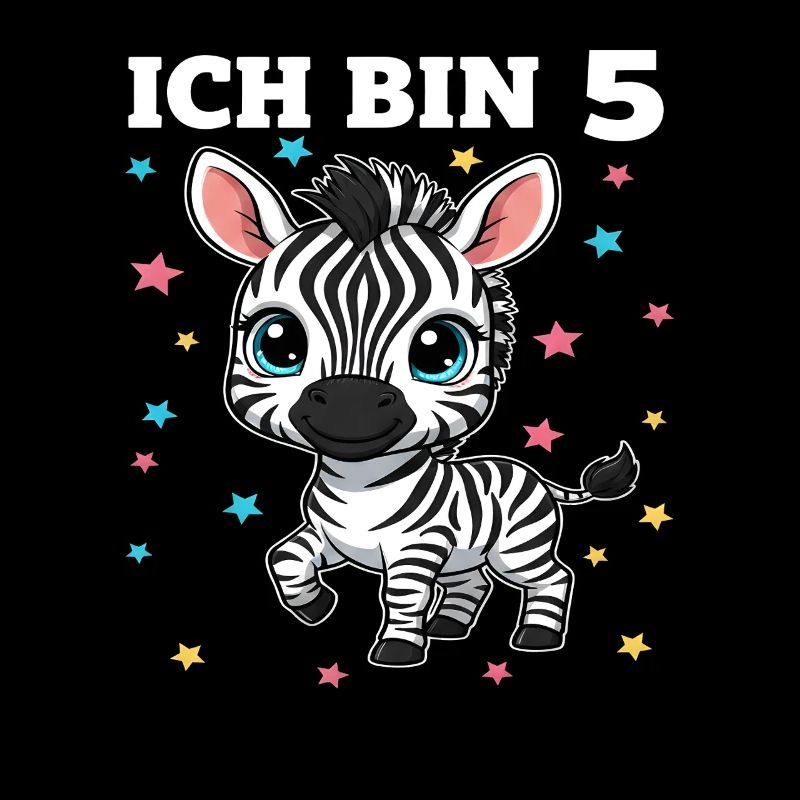 Ich bin 5 - Süßes Zebra zum 5. Geburtstag