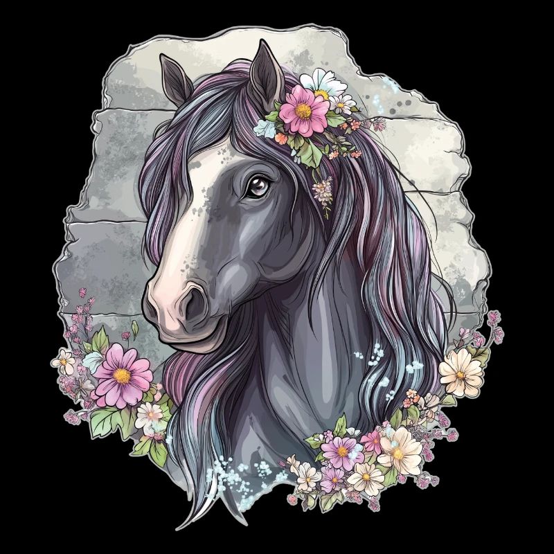 Cheval aux fleurs