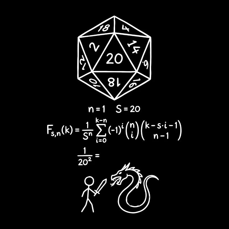 D20 Dice Probability Shirt RPG Nerd Math Geek 