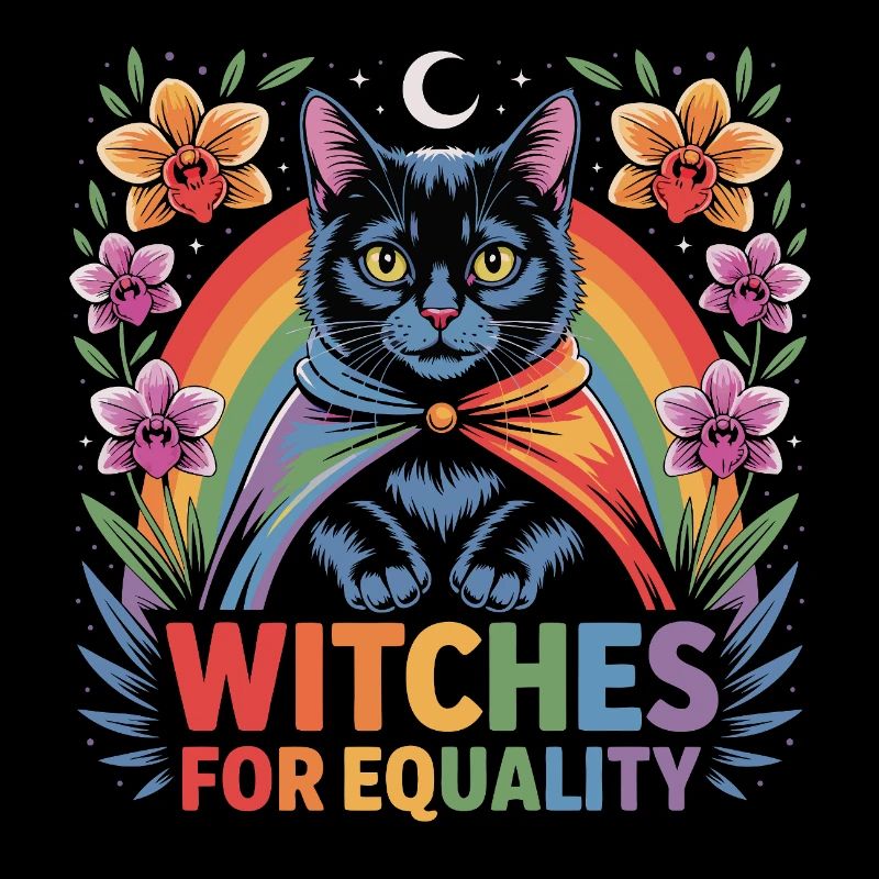 Witches for Equality Cat Rainbow