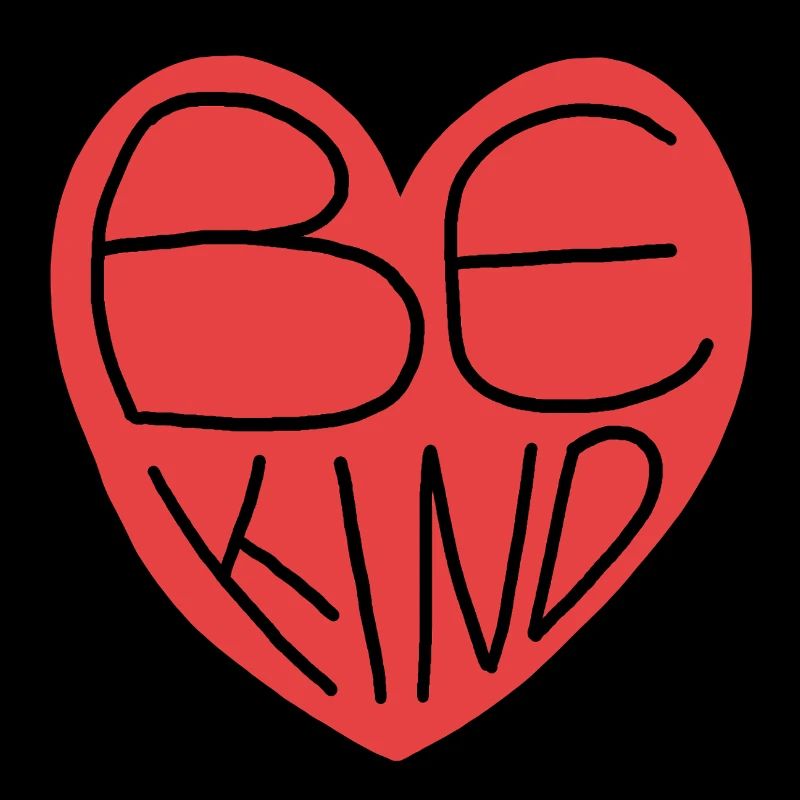 Cœur rouge mignon Be Kind, dessin à la main