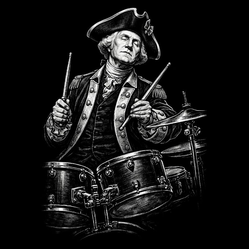 George Washington Drumming Illustration 