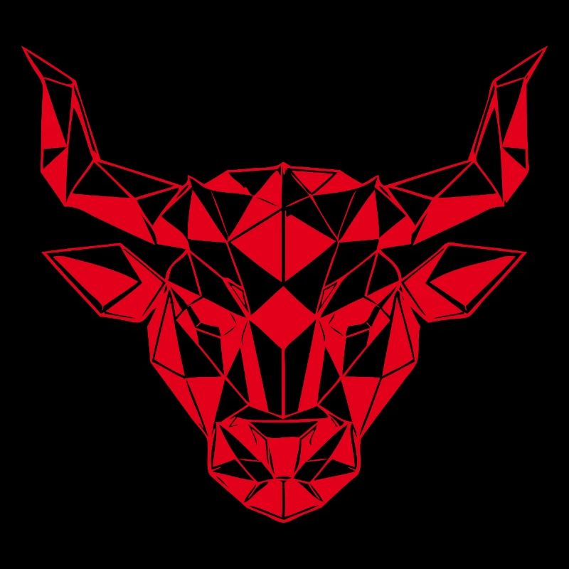 Roter Low-Poly Stierkopf
