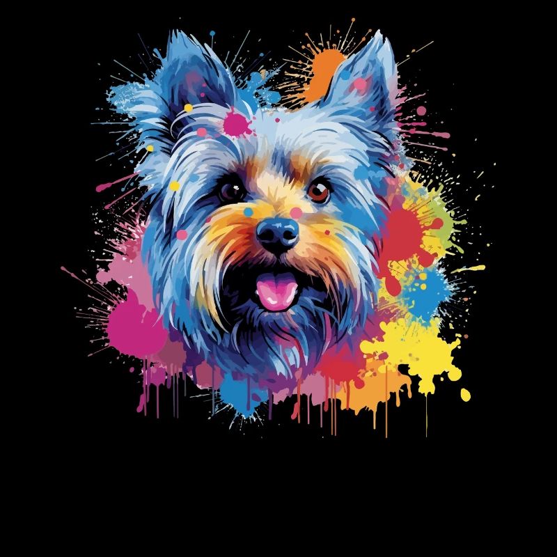 Yorkshire Terrier Hund Bunte Spritzkunst
