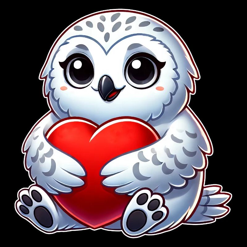 Herzige Schneeeule verliebt Valentinstag