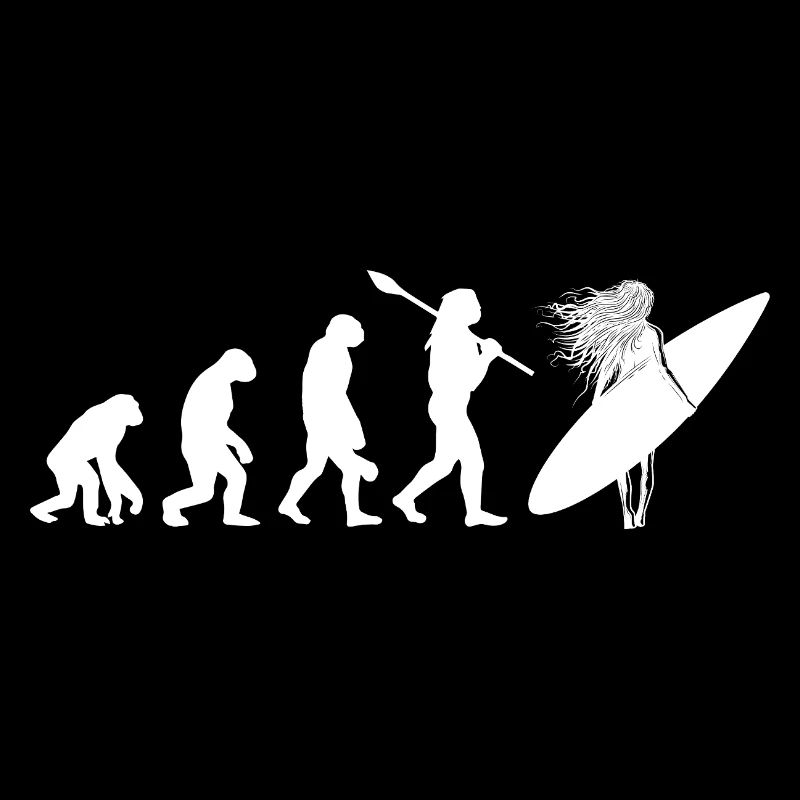 Surfing Evolution Weibliche Surfer-Silhouetten-Kunst