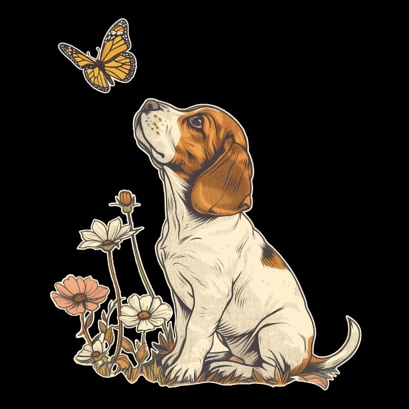 Beagle und Schmetterling