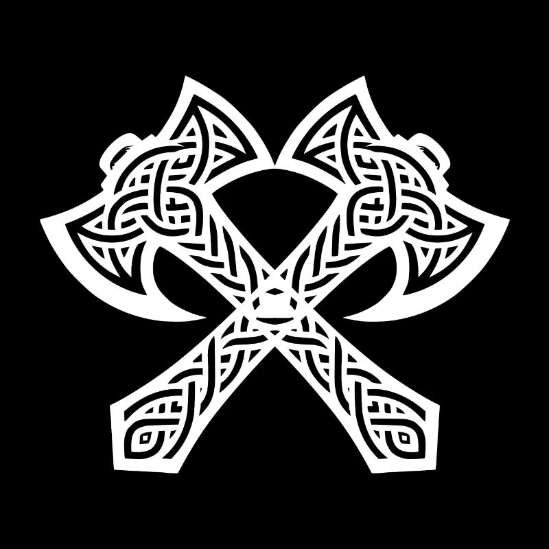 Double hache dans le style de tatouage de nœud celtique