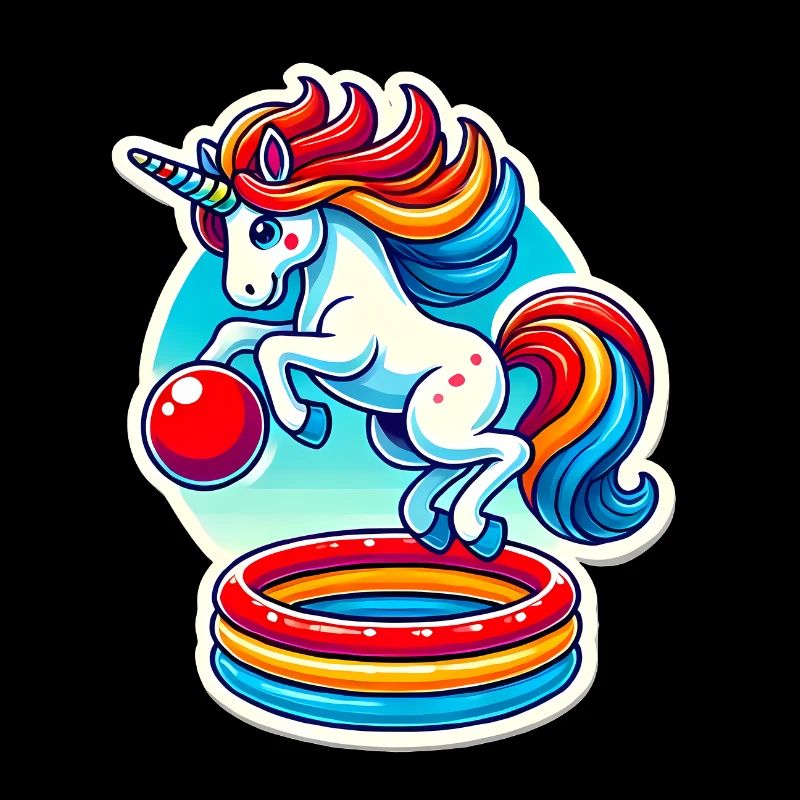 Bunter Einhorn Pool Bounce Spaß