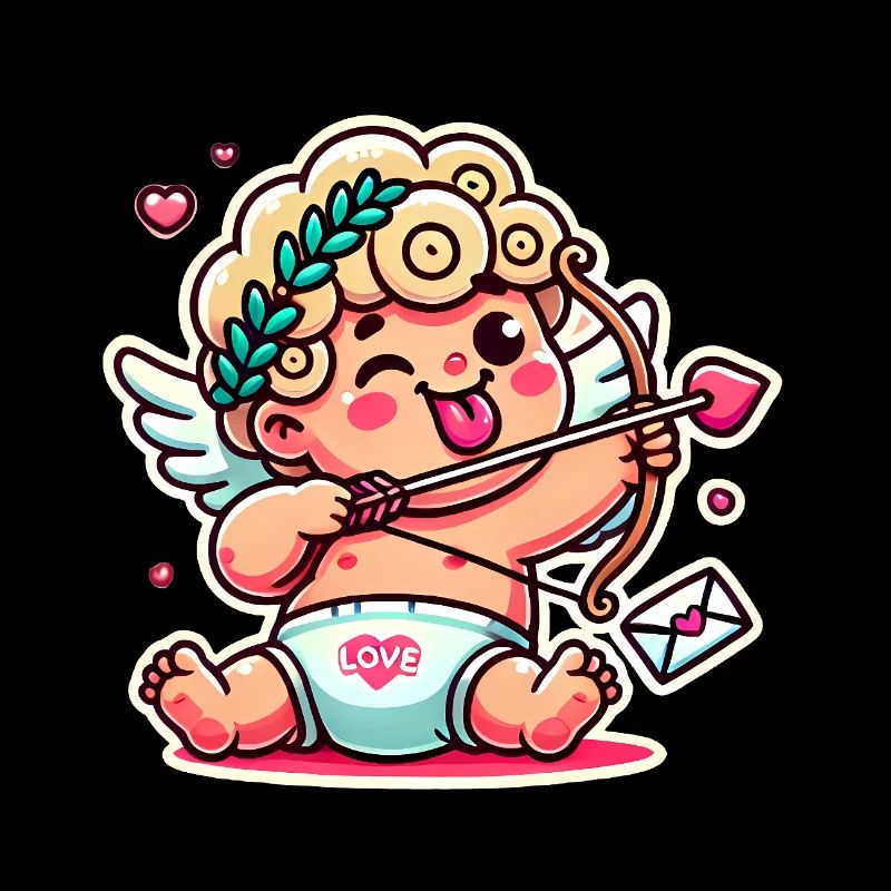 Funny Cartoon Cupid with Bow Arrow