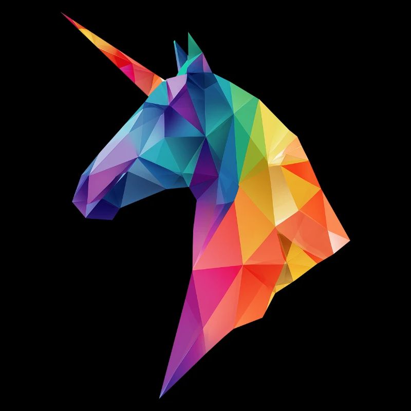 Einhorn Low Poly Art Logo Design Bunt