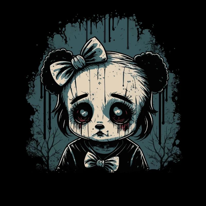 Trauriges Gothic Panda Mädchen