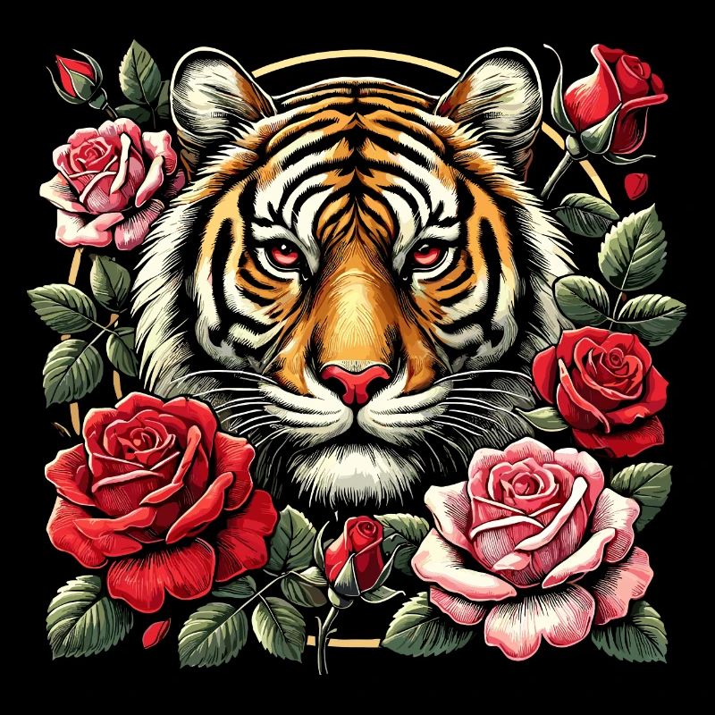 Tiger and Roses