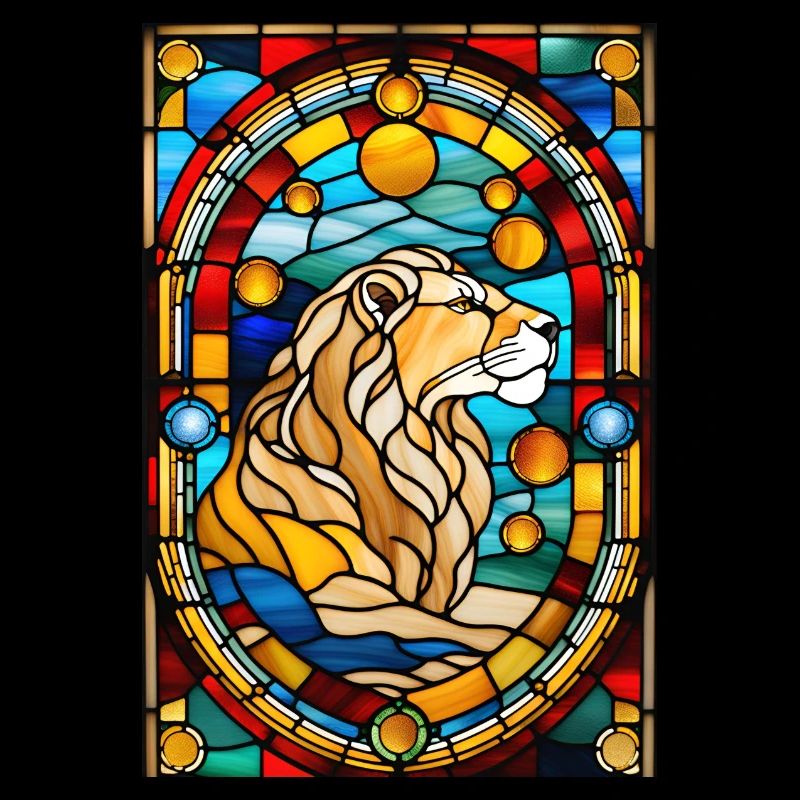 Löwe Buntglas Astrologie Geschenk