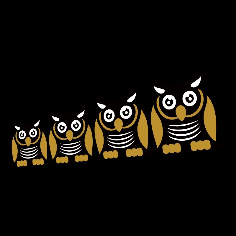 4 Eulen Vogel vier Freunde Reihe Uhu Crew Team süß