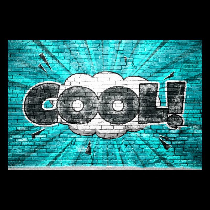 cooler Comic Style Bubble Graffiti Schriftzug auf Bric