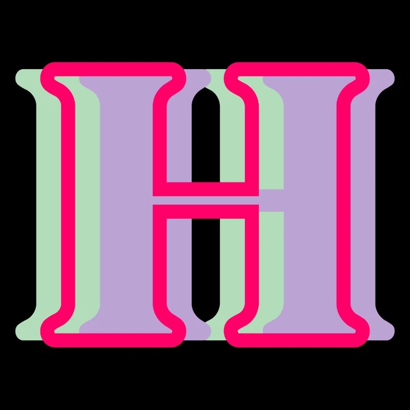 Multi-coloured letter h