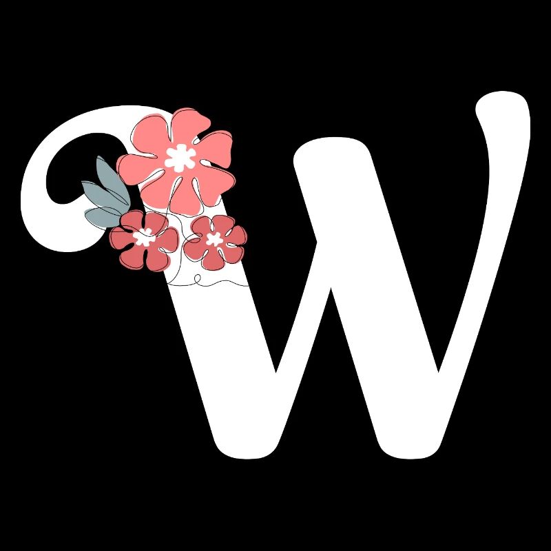 Lettre w fleurs minimalistes