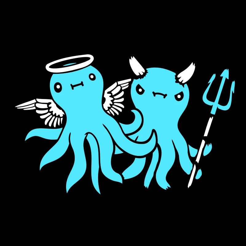 2 Octopus Devil Angel Heaven Hell Team Friends