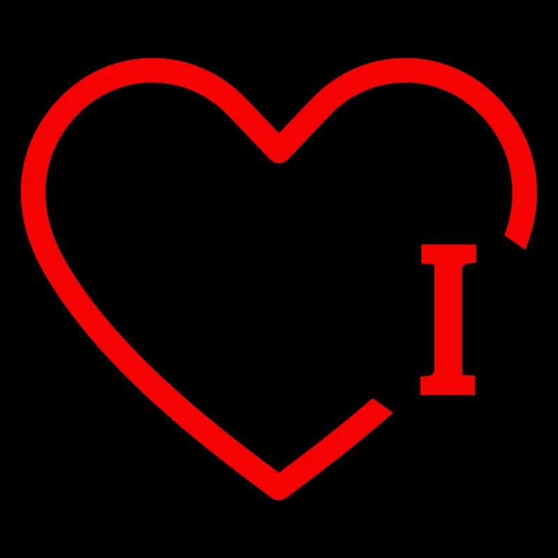 Letter I Red Heart