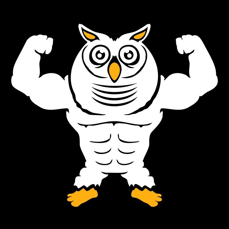 Owl Bodybuilder Muscles Biceps Poses Gym Rat Cool