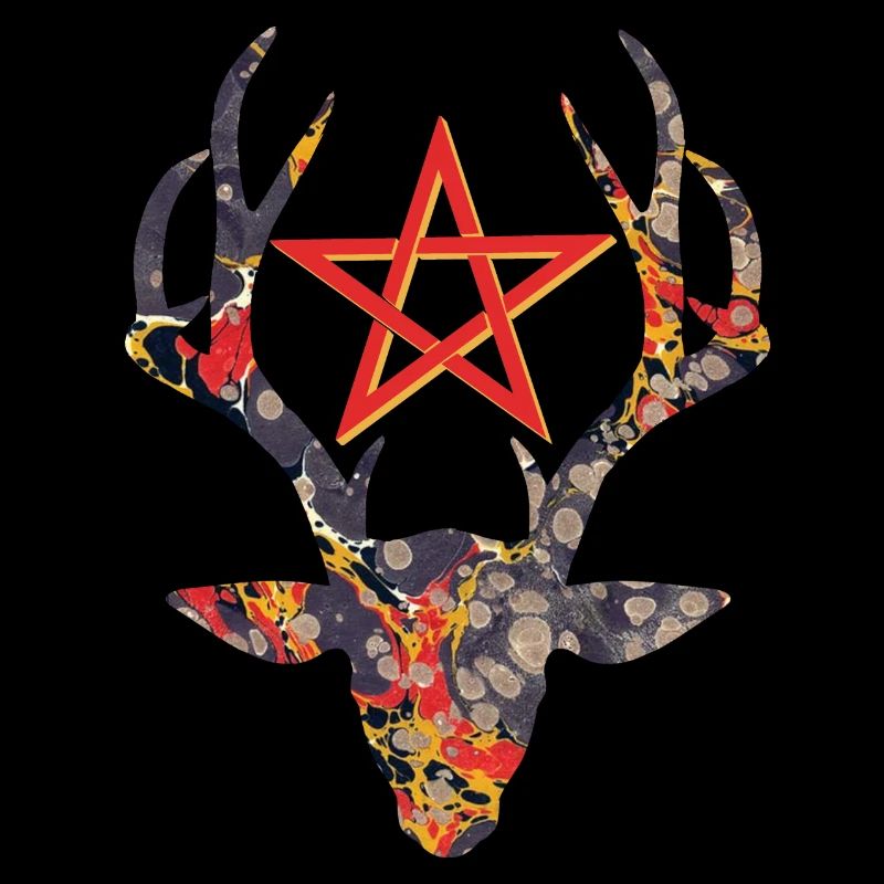 deer head with pentagram e 202