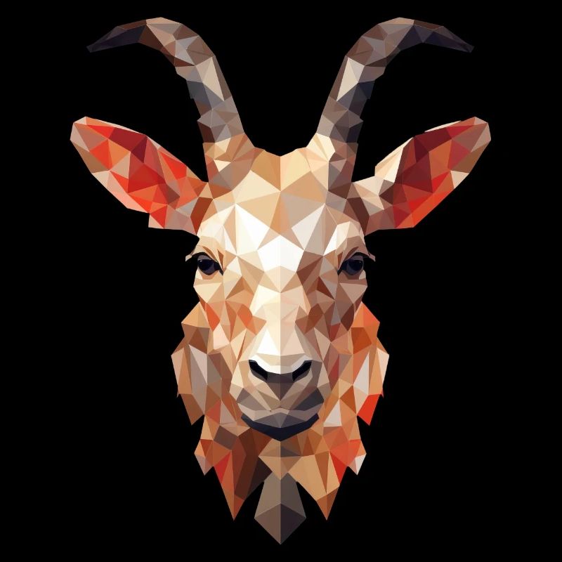 Polygonal Buck Artistic Goat Design