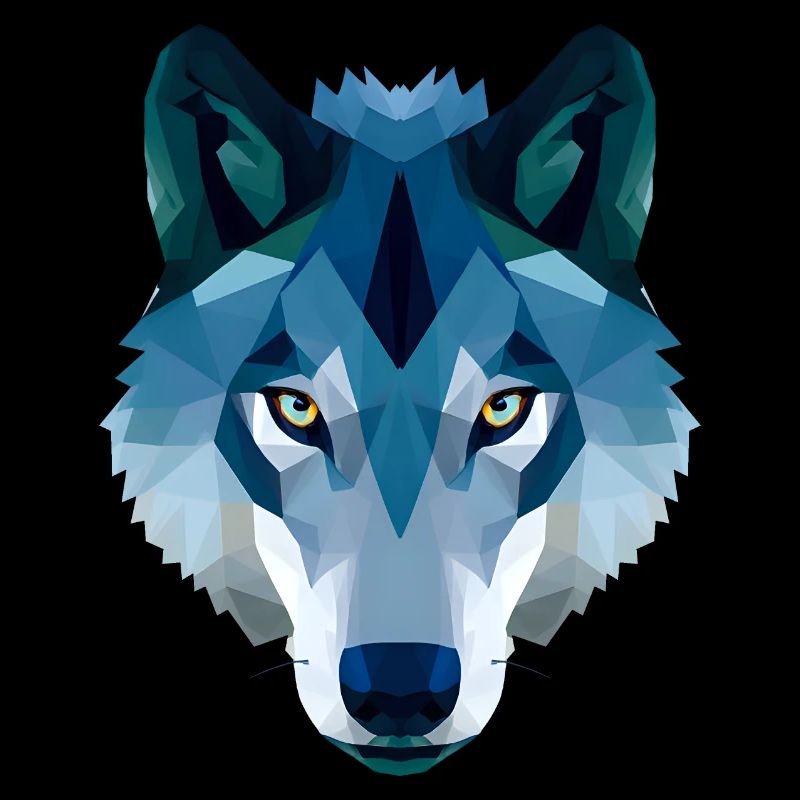loup polygonal bas en bleu et blanc