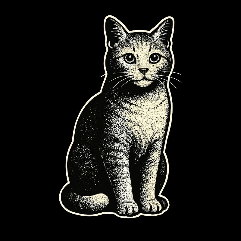 Chat vintage – assis et élégant