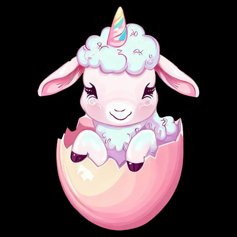 Agneau licorne dans la conception imaginative de mouton à l’œuf
