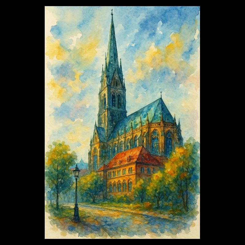 Gothische Kirche im impressionistischen Stil