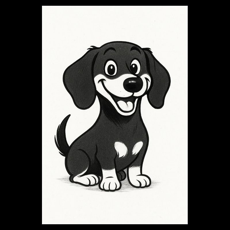 Teckel heureux noir et blanc