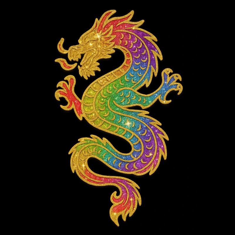 Dragon arc-en-ciel doré