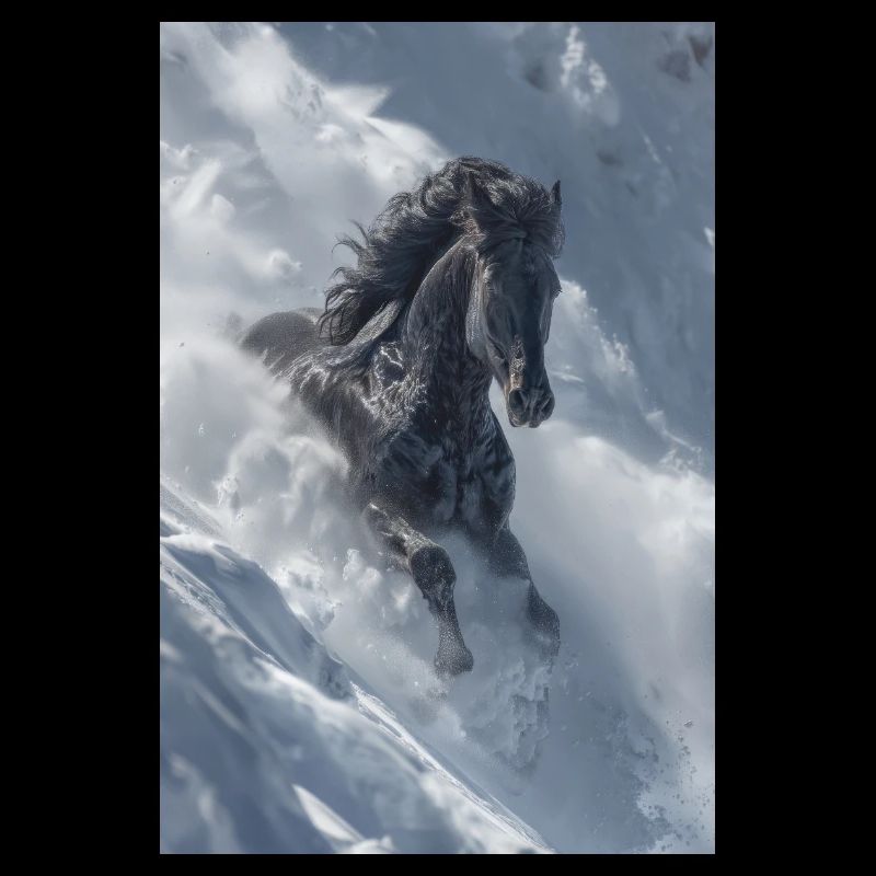 Winter Stallion in Snow Drift