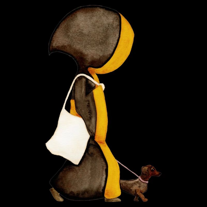 Münchner Kindl mit Jutebeutel und Dackel