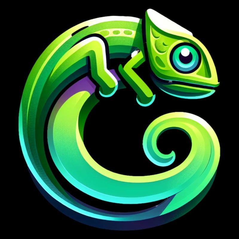 Caméléon coloré avec queue incurvée