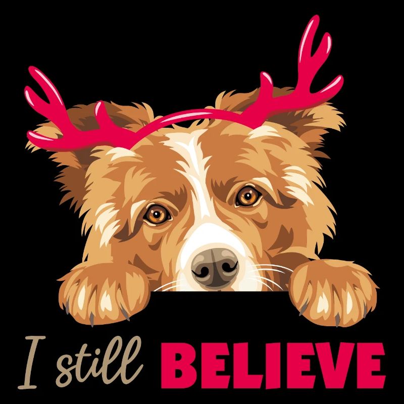 Chien Collie mignon avec des cornes de cerf de Noël