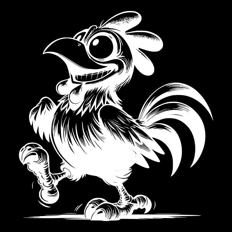 Funny Poultry Drawing Grinning Rooster