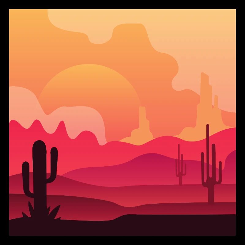 Desert Cactus Silhouette Sunset