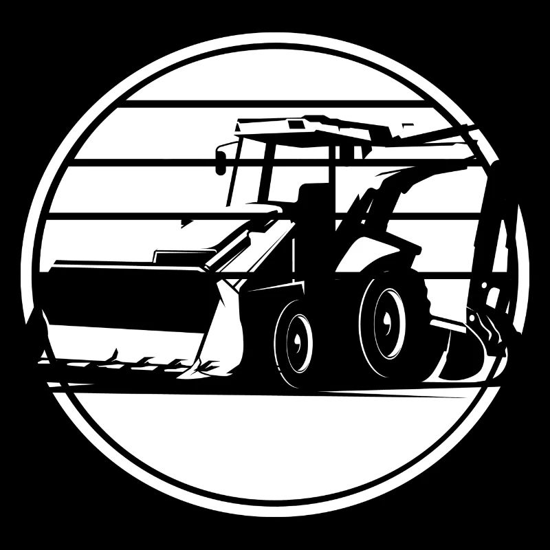 Excavator Excavator Driver Sunset Retro Design