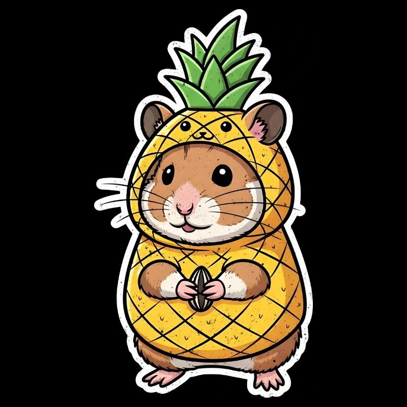 Hamster mit Ananas Comic Shirt Geschenk