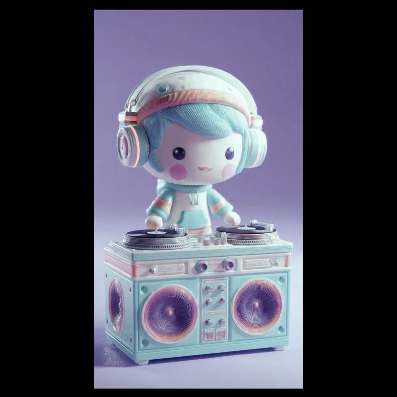 Pastel DJ Doll at Turntable
