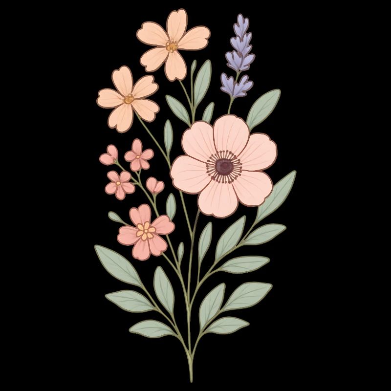 Bouquet aquarelle fleurs pastel