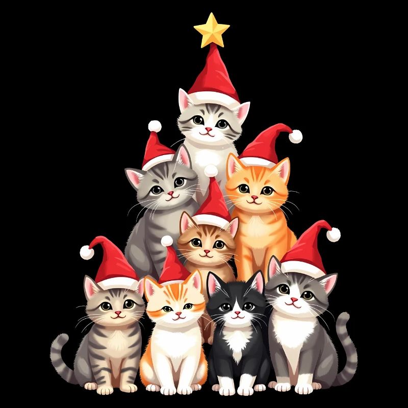 Arbre De Noël, Noël, Chats, Noël
