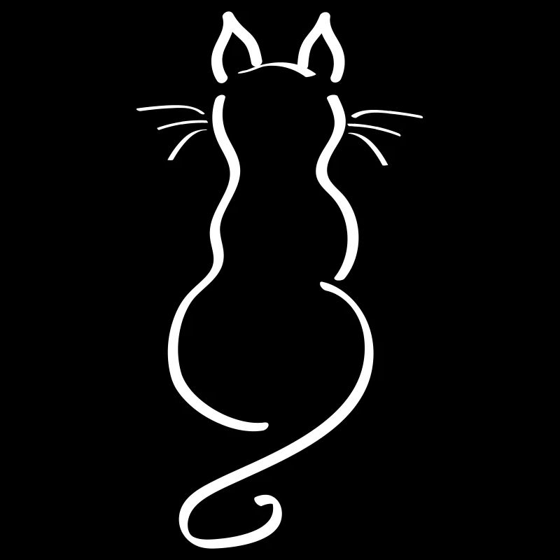 Cat Minimalist Line Back Plain