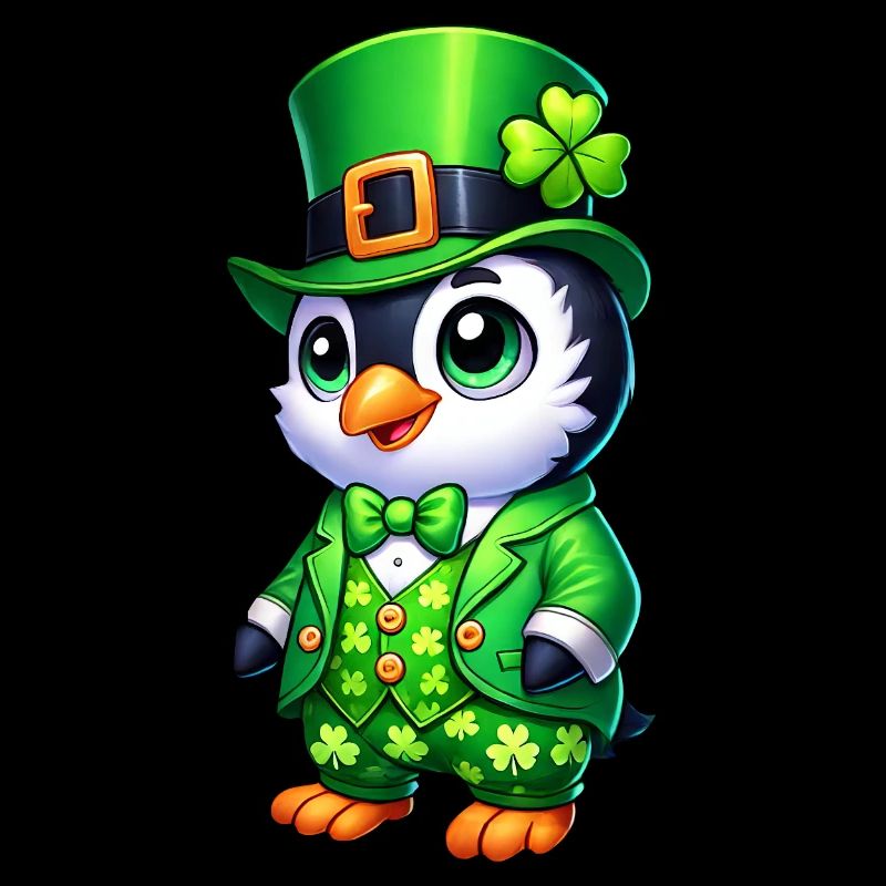 Mignon Dessin Animé Pingouin Saint-Patrick